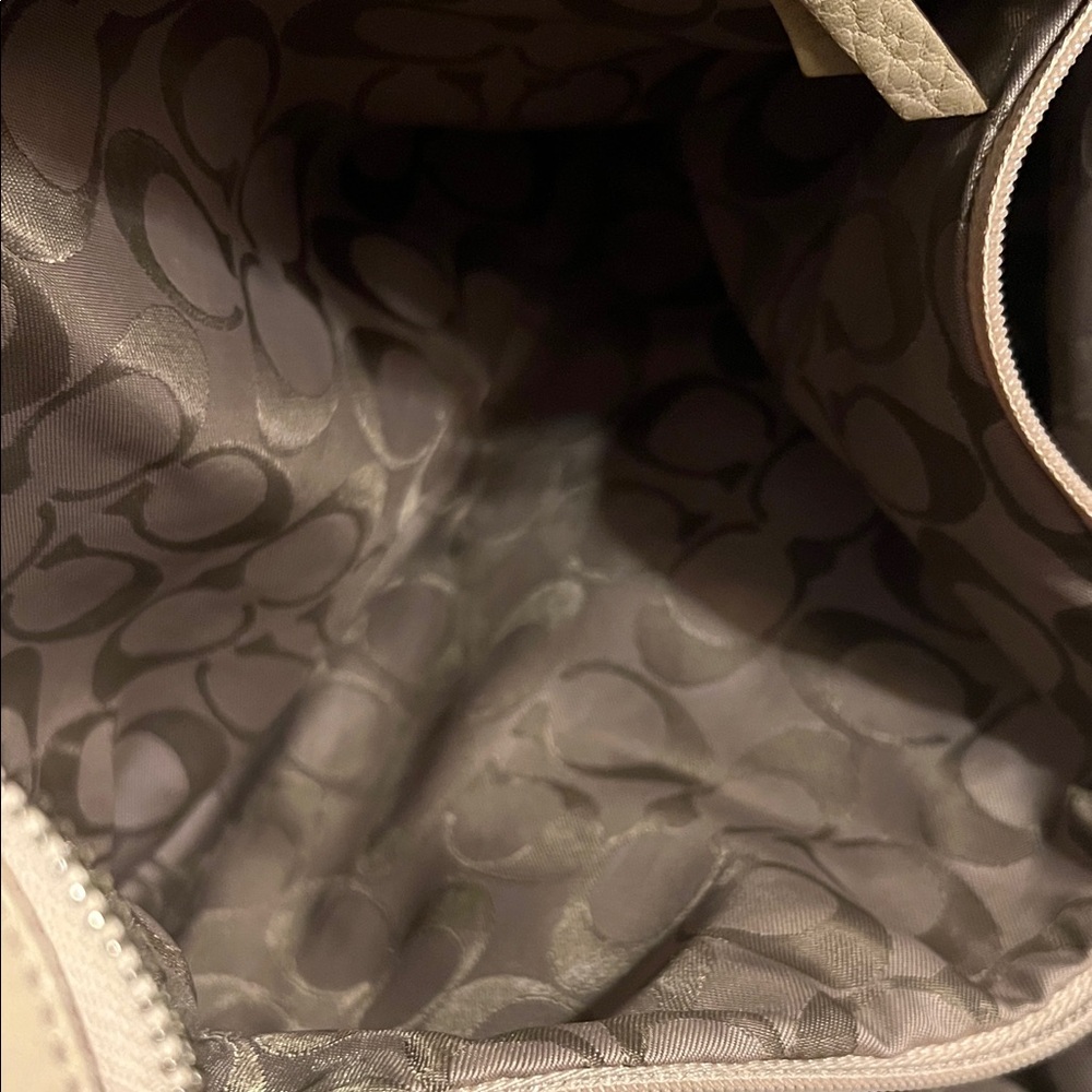 Coach Beige Leather Tote with Front Zip - Picture 9 of 12